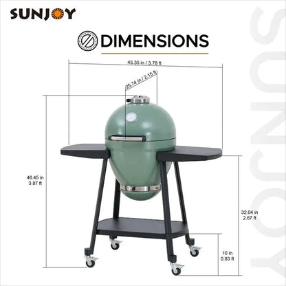 Charcoal Grill 20-Inch Kamado Grill Outdoor Egg Grill with Pizza Stone, Ultimate BBQ Grill and Smoke