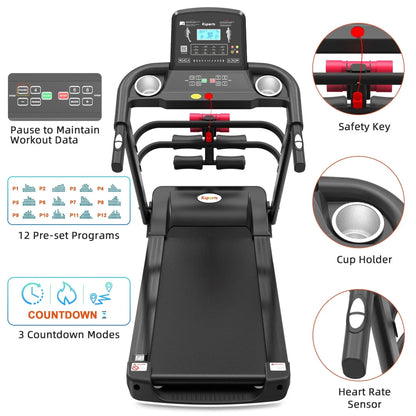 Get Fit at Home! 🏃‍♂️💪 Electric Treadmill Bundle with Rack, Mat & Dumbbells - All in Sleek Black! #HomeGym #FitnessGoals