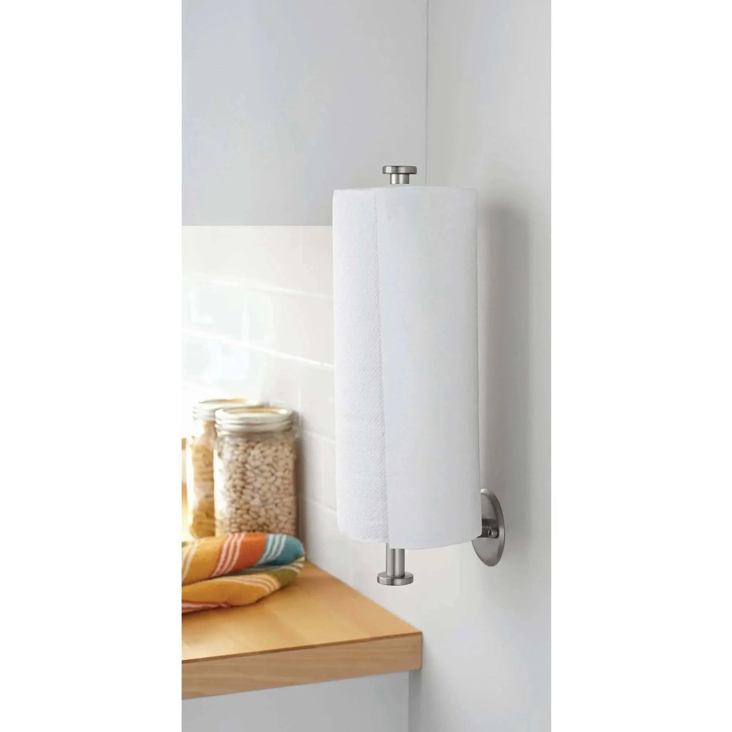 Paper Towel Holder,  Metal Wall Mounted Kitchen Paper Towel Holder, 14 Inch, Nickel
