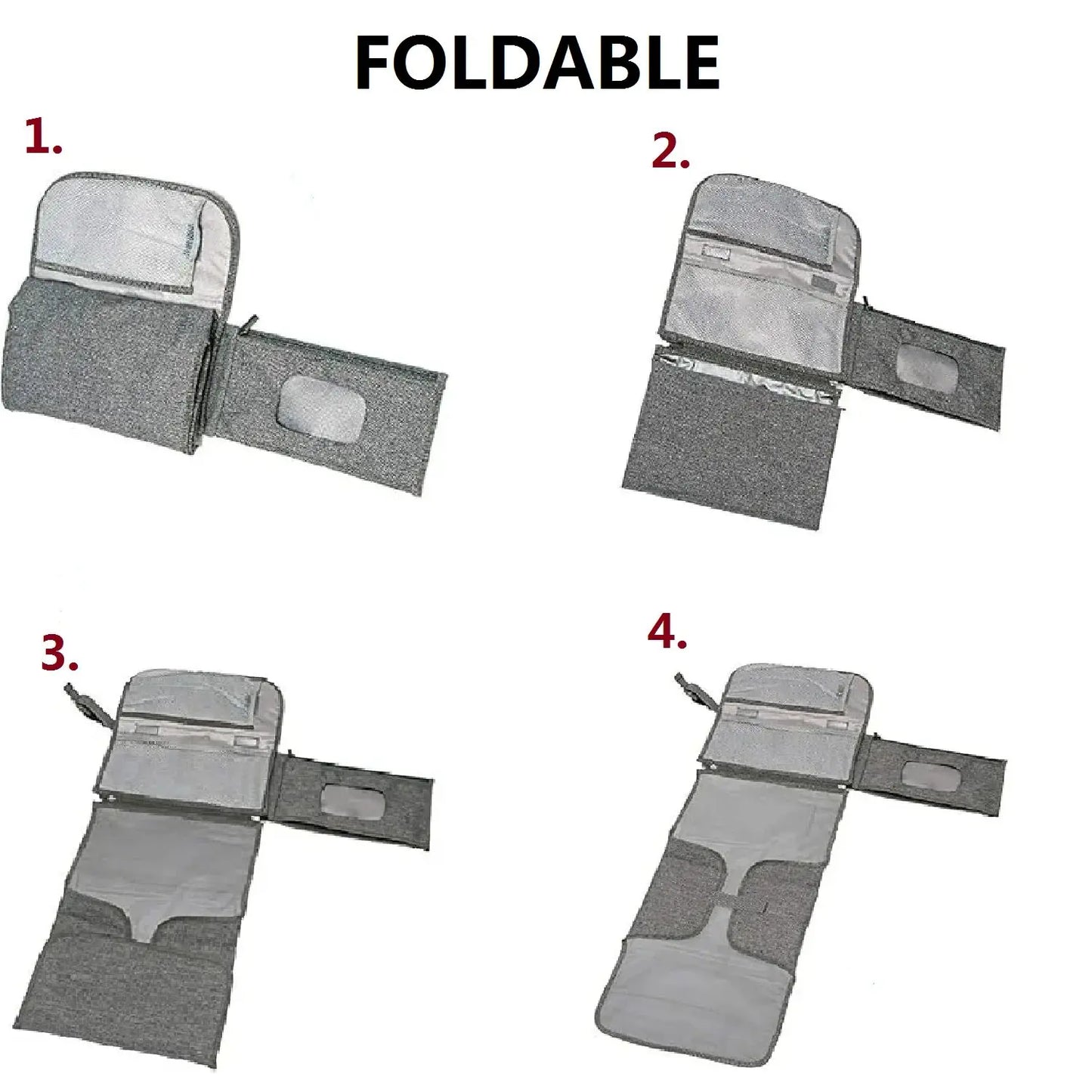 Portable Diaper Changing Pad, Waterproof Travel Baby Changing Kit with Wipes Pocket,Foldable,Gray
