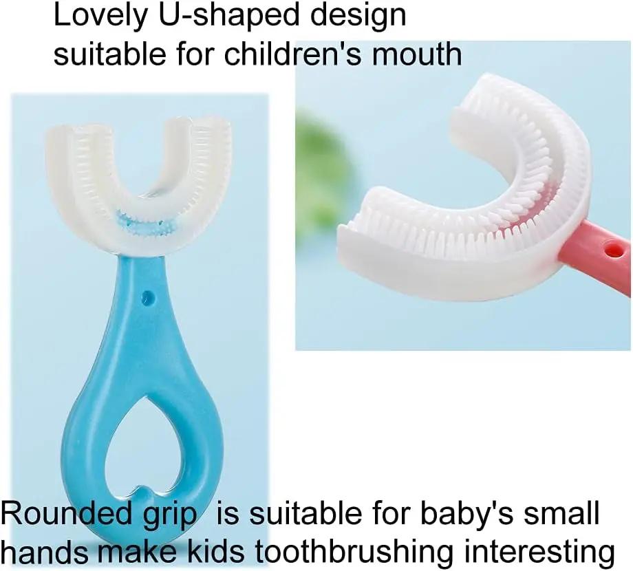 Double Trouble U-Shaped Toothbrush Duo: The Ultimate Kiddo Smile Squad for Tiny Teeth Adventures (Blue & Pink Edition)