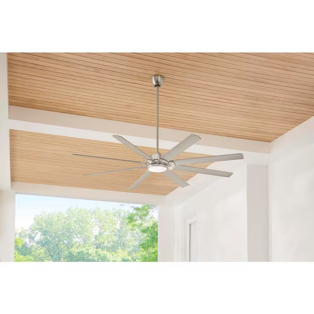 Glenmeadow 84 In. Integrated LED Brushed Nickel Ceiling Fan with Light and Remote Control