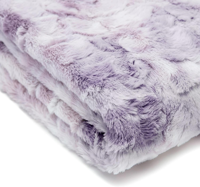 Luxurious Wolf Faux Fur Throw Blanket - Snuggle Up in Softness & Style - Perfect for Your Bed or Couch - Lilac 50" x 65"