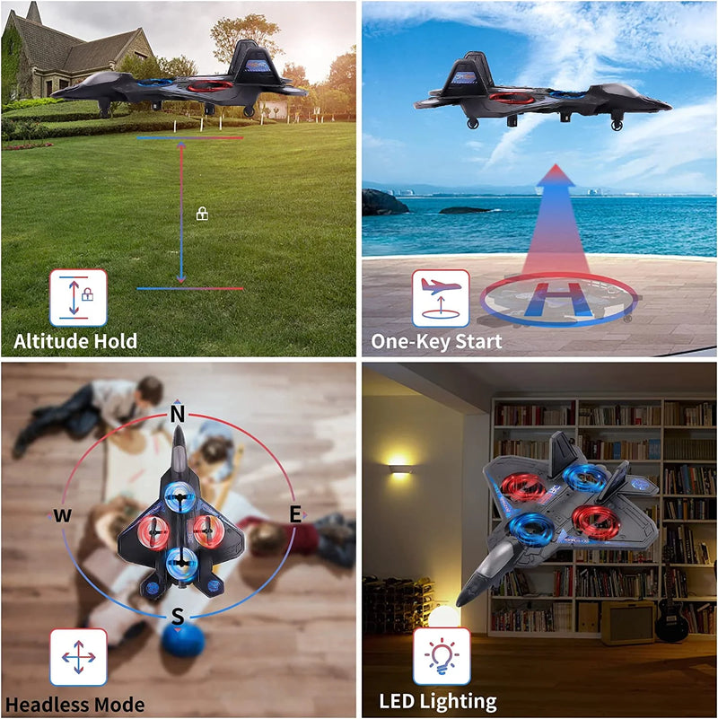Remote Control Plane for Kids, RC Airplane Helicopter Toys for Boys, RC Jet Plane Drone for Kids Stunt RC Plane for Adults