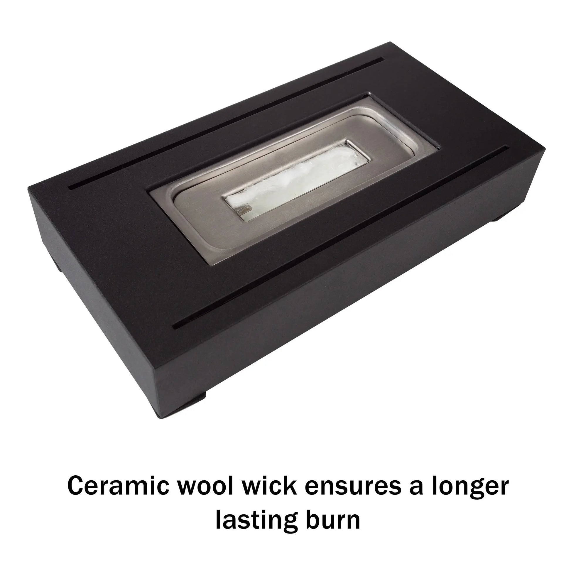 Bio Ethanol Rectangular Portable Firepit - Indoor or Outdoor Ventless Tabletop Firepit with 360-View (Black)