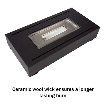 Bio Ethanol Rectangular Portable Firepit - Indoor or Outdoor Ventless Tabletop Firepit with 360-View (Black)