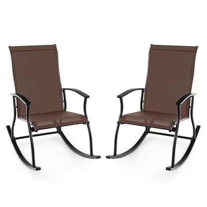 Cozy Up Your Outdoors: 2-Piece Rocking Chair Set with Breathable Backrest! 🌿🪑✨