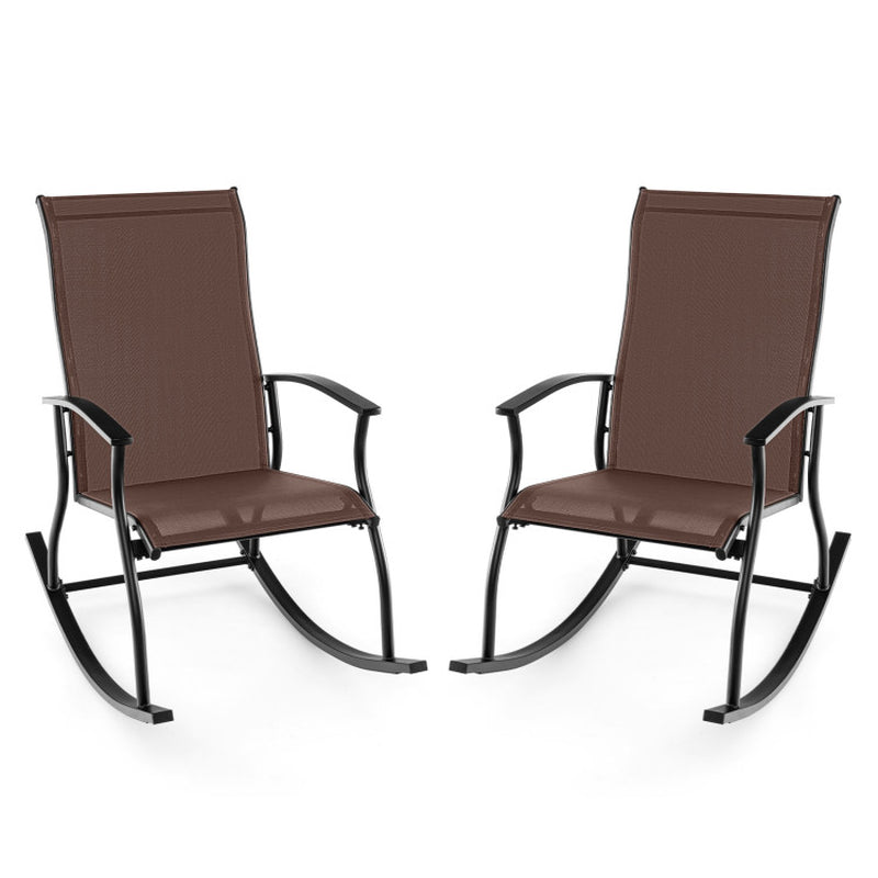 Cozy Up Your Outdoors: 2-Piece Rocking Chair Set with Breathable Backrest! 🌿🪑✨