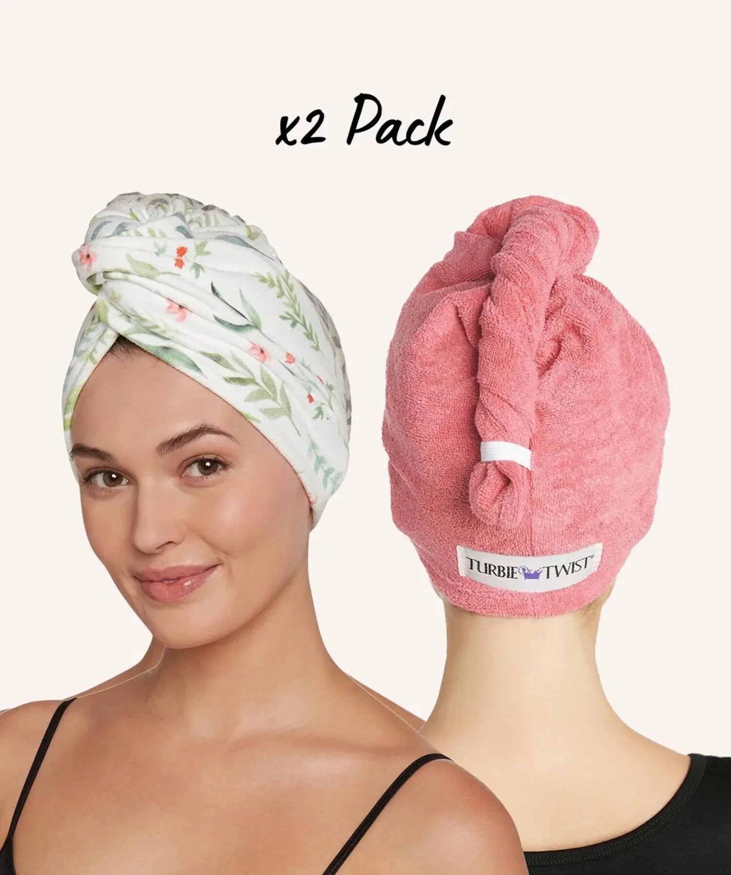 Microfiber Hair Towel Wrap - 2 Pack - for Women, Men & Kids - Travel & Bathroom Essential - Quick Dry Hair Turban for Curly, Long & Thick Hair (Dark Purple, Light Purple)