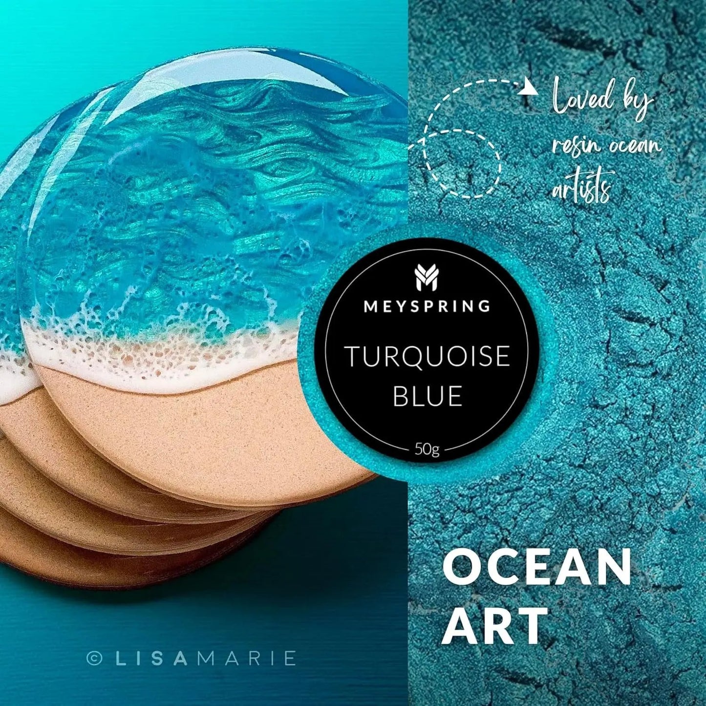 Transform Your Creations with Stunning Turquoise Blue Mica Powder! 🌊✨ Perfect for Resin Art, River Tables, and More! #Crafting #EpoxyResin #MicaPowder