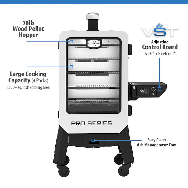 6 Series Pro Elite Stainless Steel Pellet Smoker - 1529 Sq. in. Cooking Space