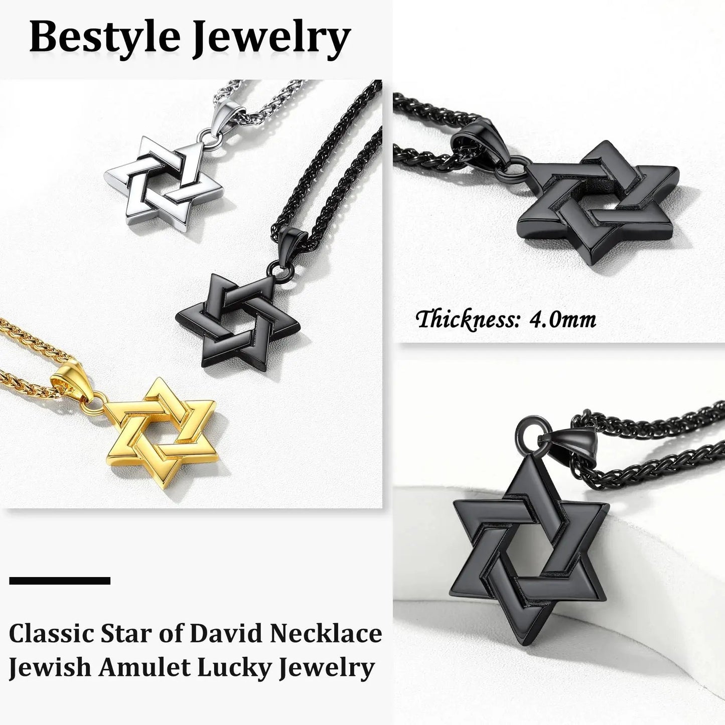 Shine Bright with Our Black Star of David Necklace - Perfect Gift for Dads, Boyfriends, and Men!