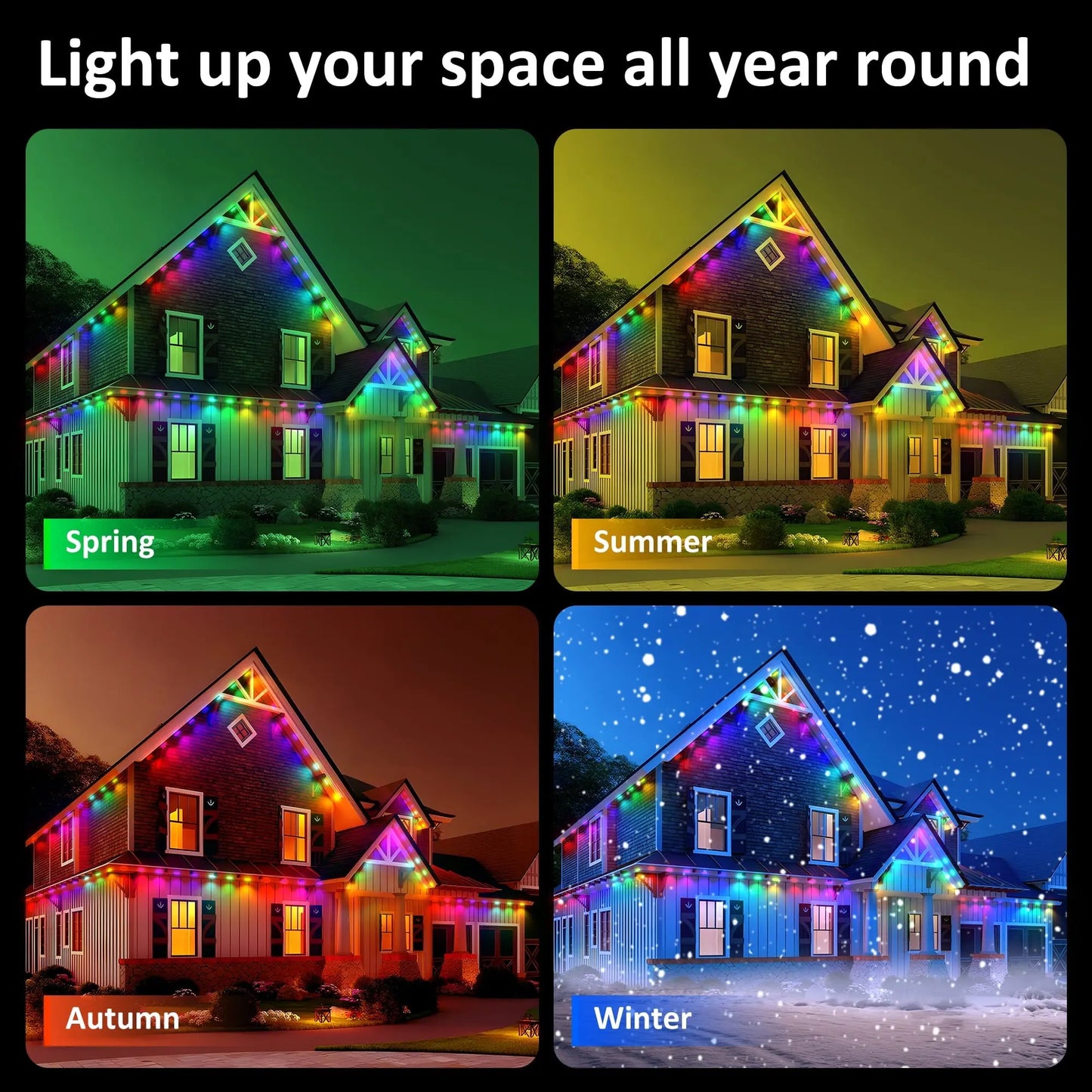 Transform Your Home with 50Ft of Permanent Outdoor Waterproof LED Smart Eaves Lights – Perfect for Christmas and Year-Round Celebrations!