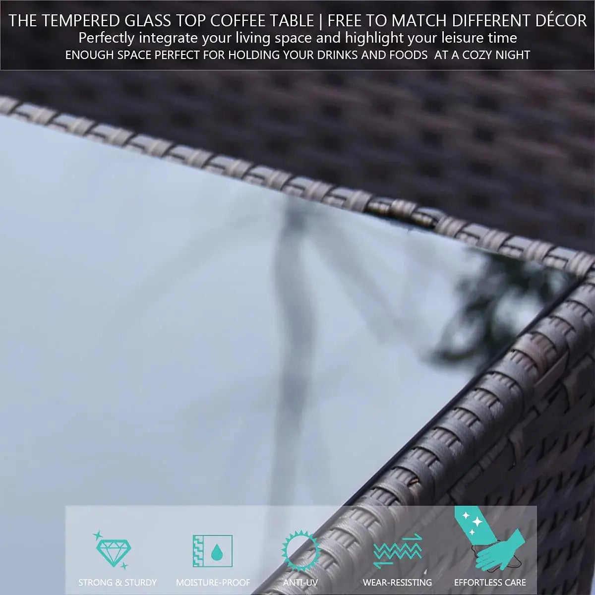 Patio Furniture Sets 6 Pieces PE Rattan Wicker Furniture Patio Sofa Set(Sand)