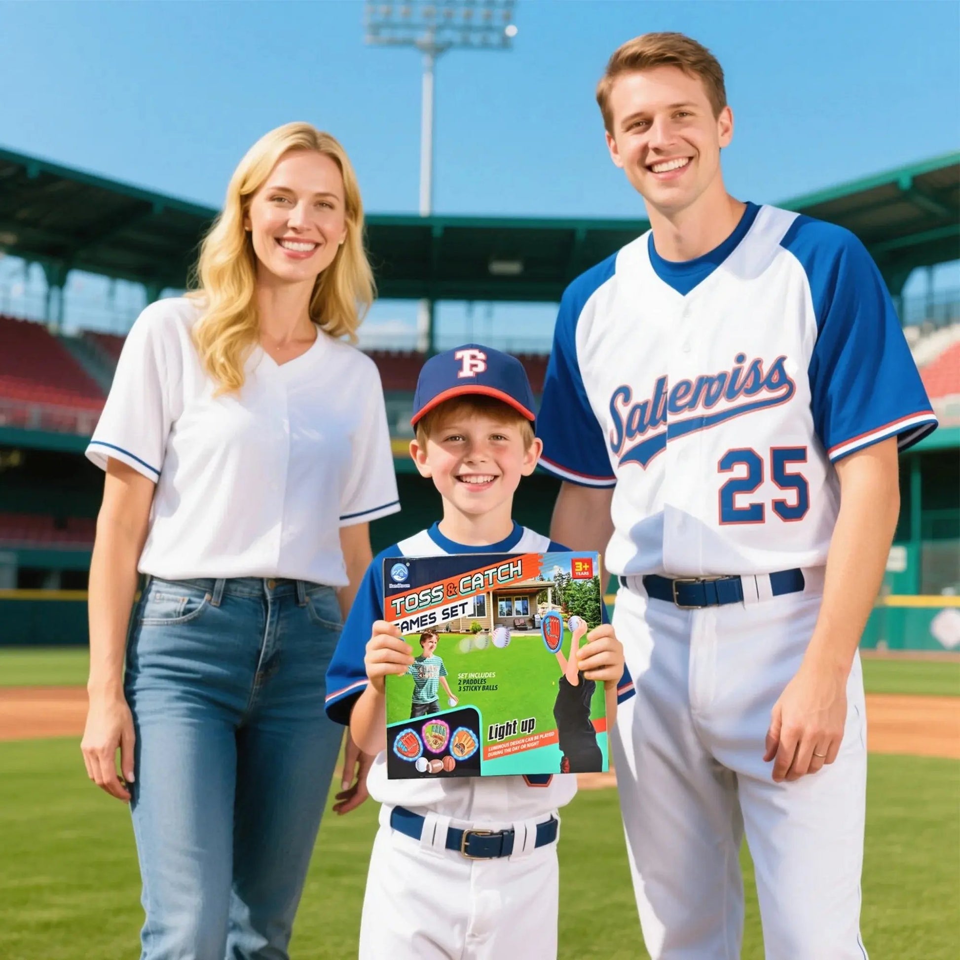 Toss and Catch Velcro Ball Set - LED Baseball Training Glove & Catch Ball Toys for Kids, Toddler Baseball Glove Set with 5 Balls, Outdoor Toys for Kids Ages 3-8