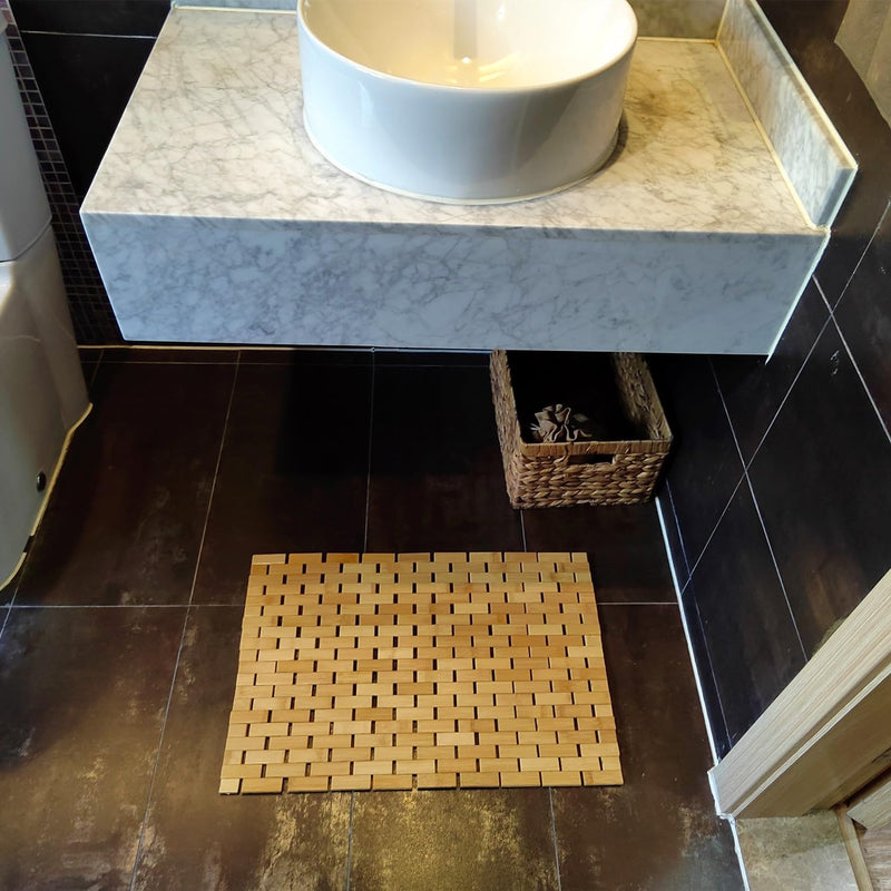 Bath Mat Rayon Derived from Bamboo 15.7X 23.6 Inches, Non Slip and Foldable Floor Shower Bath Mat for Bathroom, Bathtub, Shower, Sauna, Hot Tub