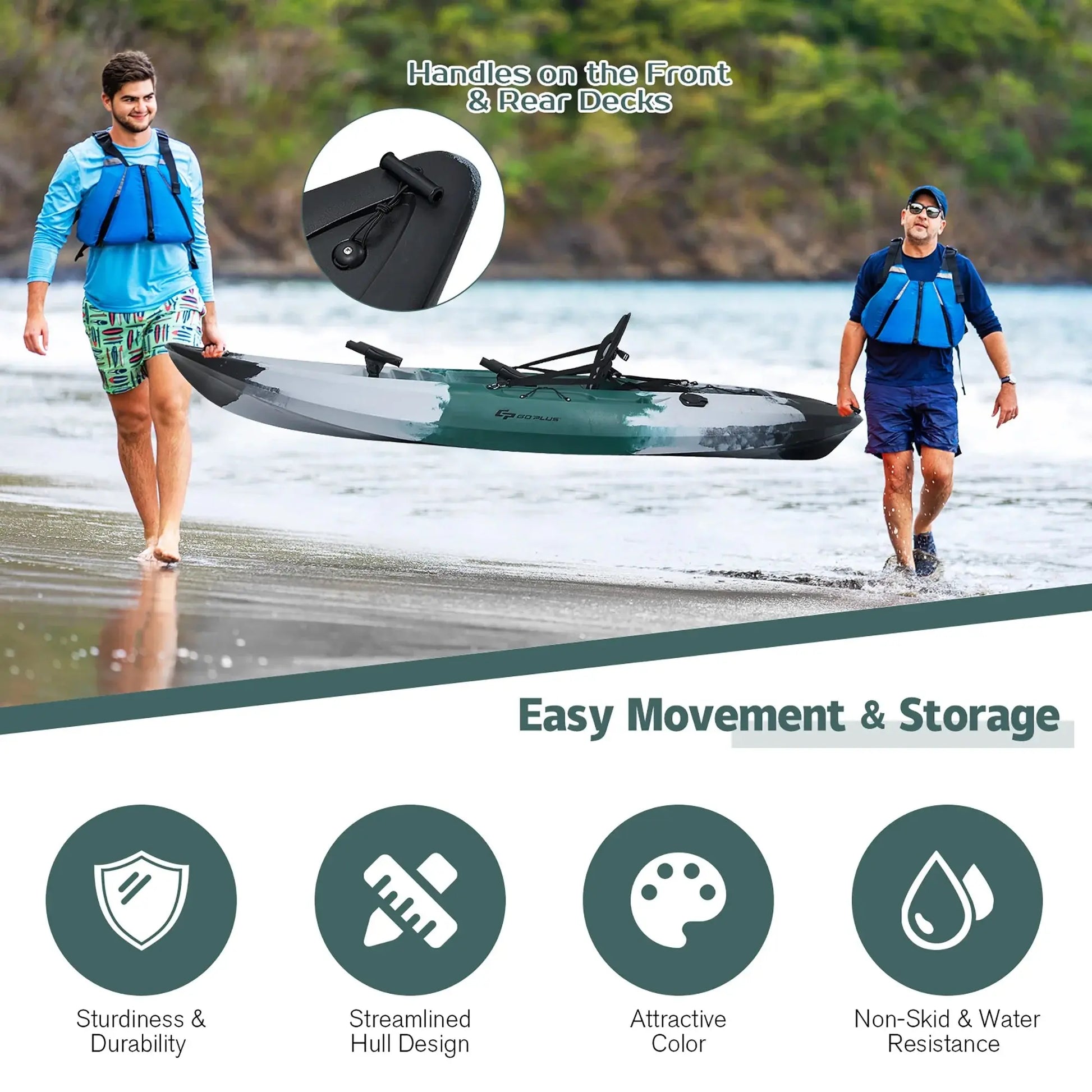 Experience Ultimate Adventure with the Single Sit-On-Top Fishing Kayak Featuring Rod Holders & Paddle!