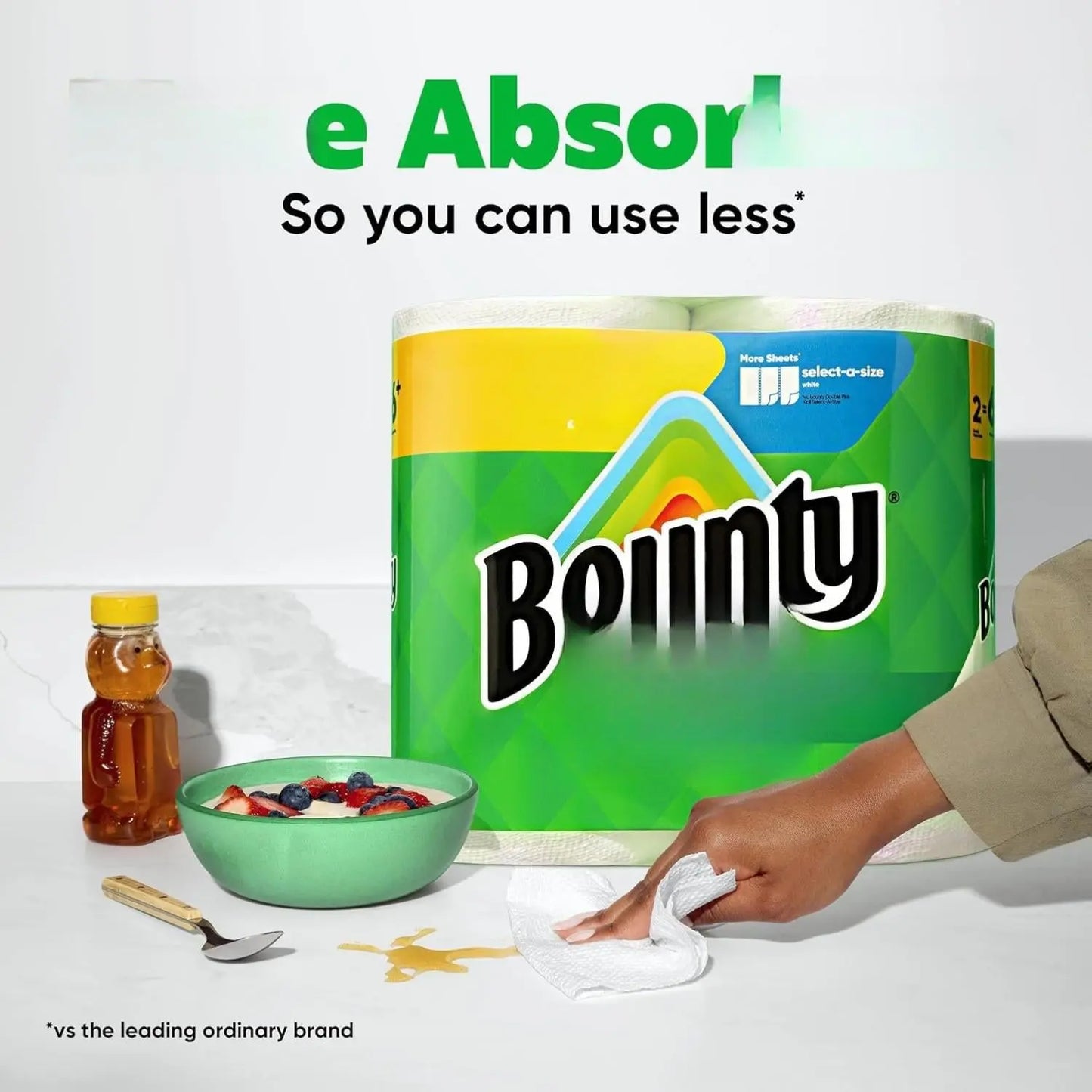 Bounty Quick-Size Paper Towels, White, 8 Family Triple Rolls = 27 Regular Rolls