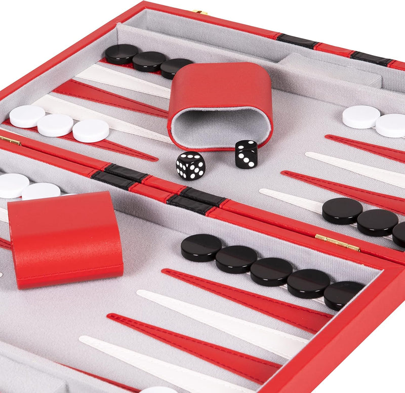 Elevate Your Game Nights with Our Premium Leather Backgammon Set - Perfect for Adults & Kids! 🎲❤️ 11" Travel Size in Stylish Red!
