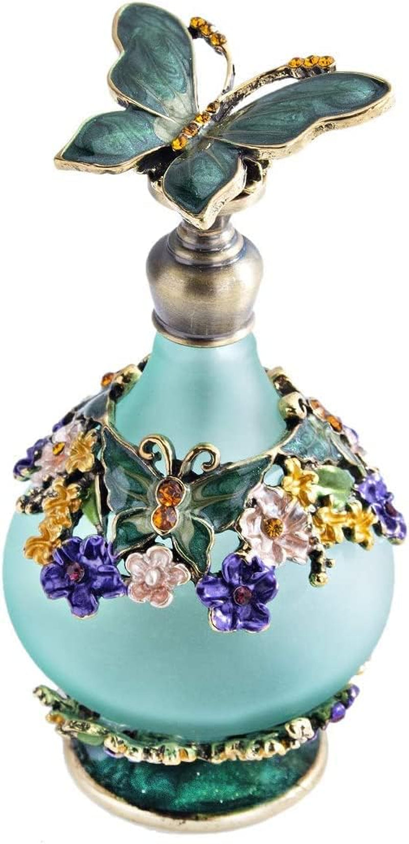 H&D Elegant Retro Mini Green Butterfly Perfume Bottle - 24ml Charming Fragrance Container