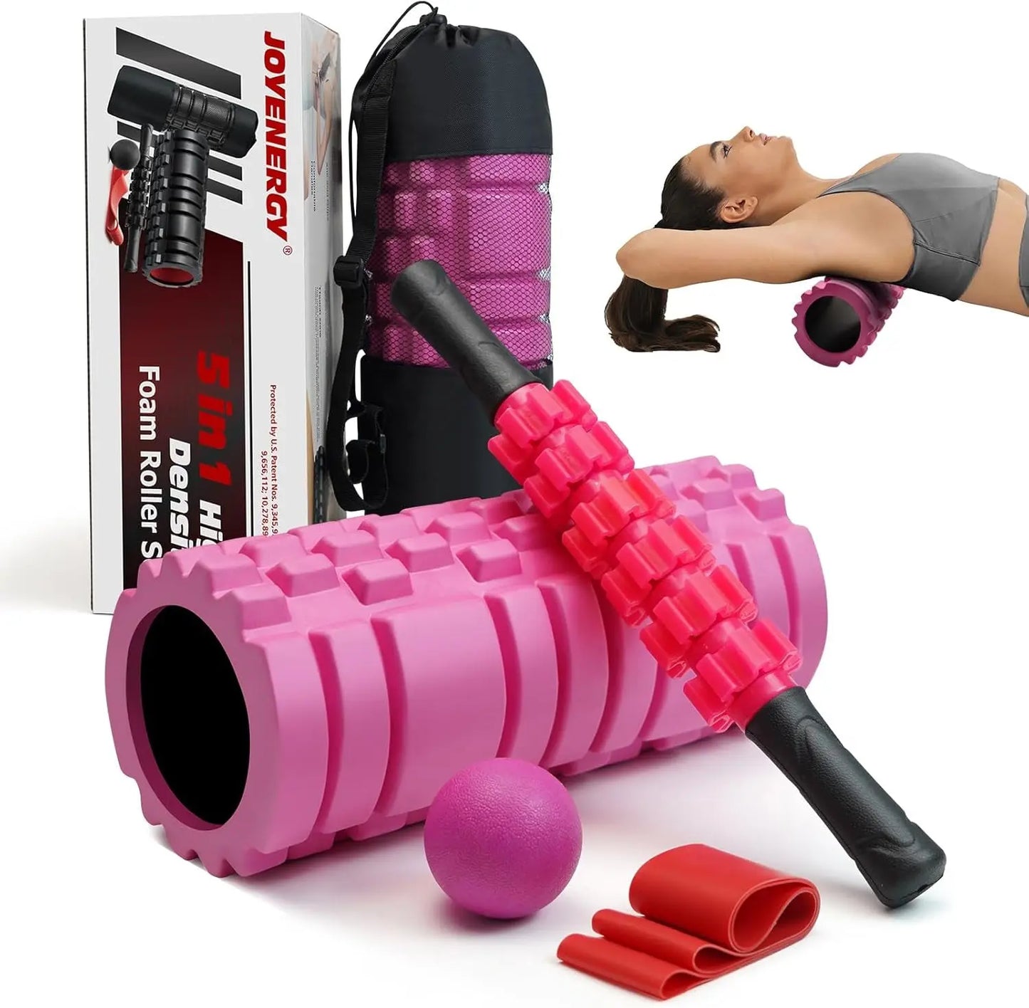 The Ultimate Squeeze-and-Release 5-in-1 Muscle Torture Kit: Foam Roller of Fury, Stick It to Your Stress, Ball of Relaxation, Resistance Band of Flexibility Madness for Your Entire Body's Gym-O-Matic Shenanigans!