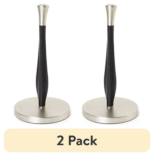 (2 Pack)  Free-Standing Paper Towel Holder with Weighted Non-Slip Base, 14 Inch, Nickel
