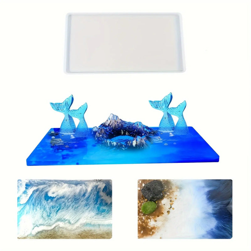 Reusable Large Rectangle Silicone Mold for Epoxy Resin River Table and Resin Art – Ideal for Specialty Plates, Trays, Woodworking, and Coffee Tables Our3Designs