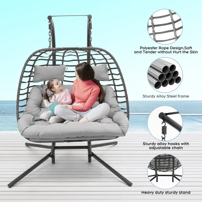 Burhans 2 Person Swing Chair with Stand