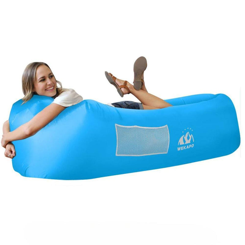 Chill Anywhere: Light Blue Inflatable Lounger for Ultimate Comfort on Your Adventures! 🌟🏕️ #Camping #Picnics #BackyardVibes