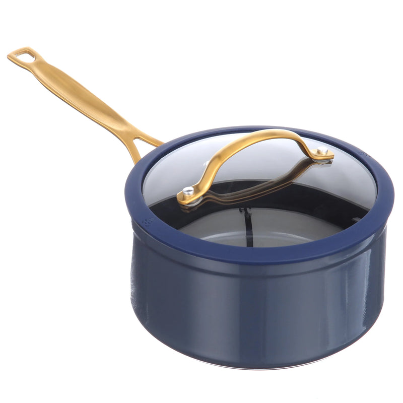 12-Piece Non-Stick Cookware Set, Signature Collection Pots and Pans Set - Blue