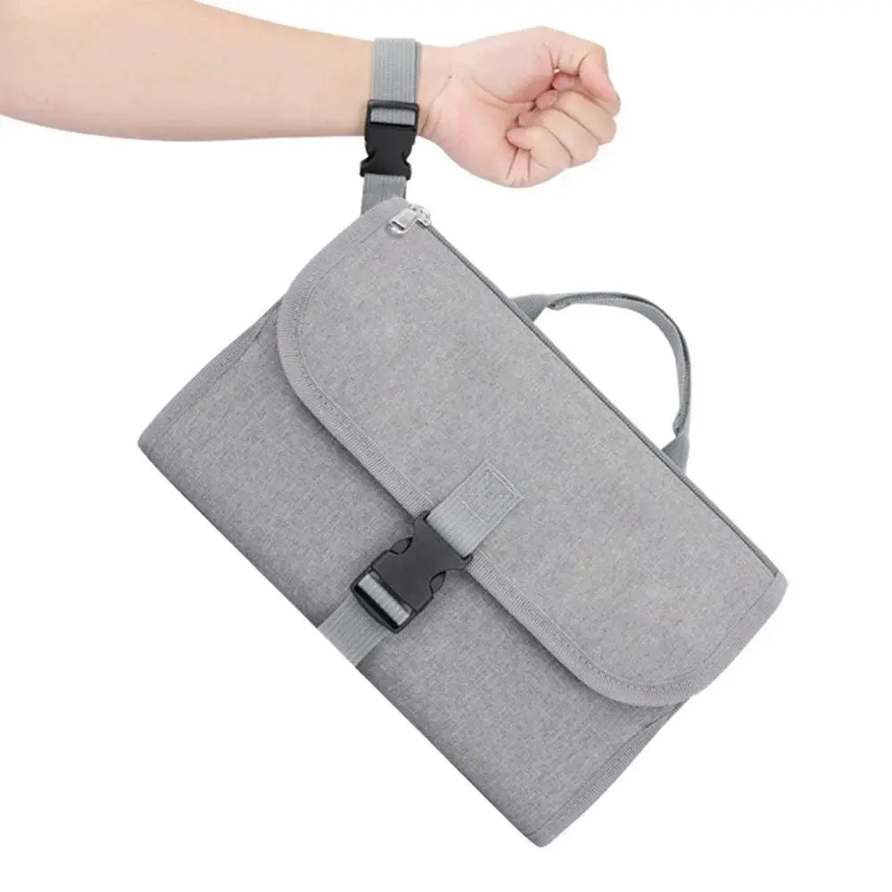Portable Diaper Changing Pad, Waterproof Travel Baby Changing Kit with Wipes Pocket,Foldable,Gray