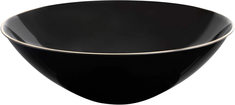 Elevate Your Party with Elegant 16oz Black Soup Bowls Featuring a Chic Gold Rim – 20 Count of Premium Disposable Tableware!