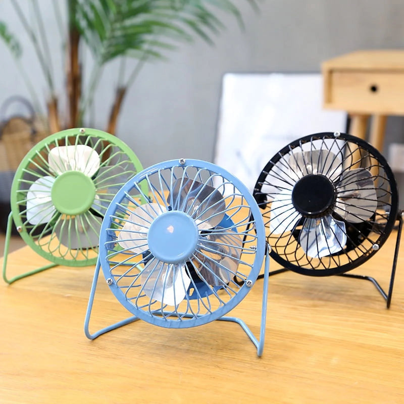 4-Inch Mini Metal Fan USB Desk Fan Small Personal Air Circulator Fan Portable Electric Table Desktop Fan Rechargeable Travel Fans for Camping Office Room Outdoor Black