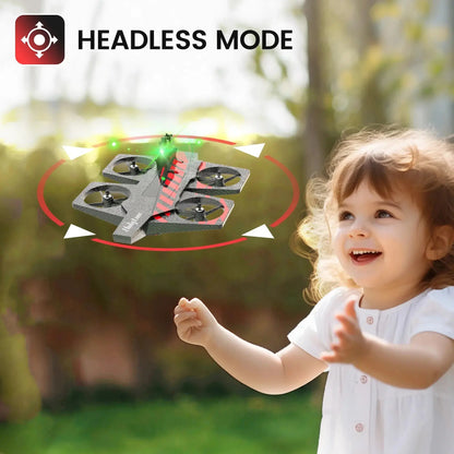 HT40 2 in 1 Drones for Kids Adults, Remote Control Drone Airplane for Beginners, RC Quadcopter Drone with Land Mode Fly Mode, Altitude Hold, Headless Mode, 3D Flips, Emergency Stop