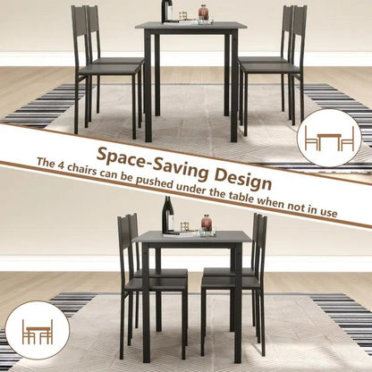 Stylish 5-Piece Industrial Dining Table Set for 4 – Perfect for Modern Kitchens