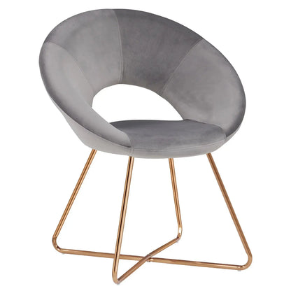 Accent Chair with Gold Metal Legs Modern Velvet Vanity Chair for Living Room Bedroom Gray