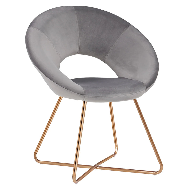 Accent Chair with Gold Metal Legs Modern Velvet Vanity Chair for Living Room Bedroom Gray