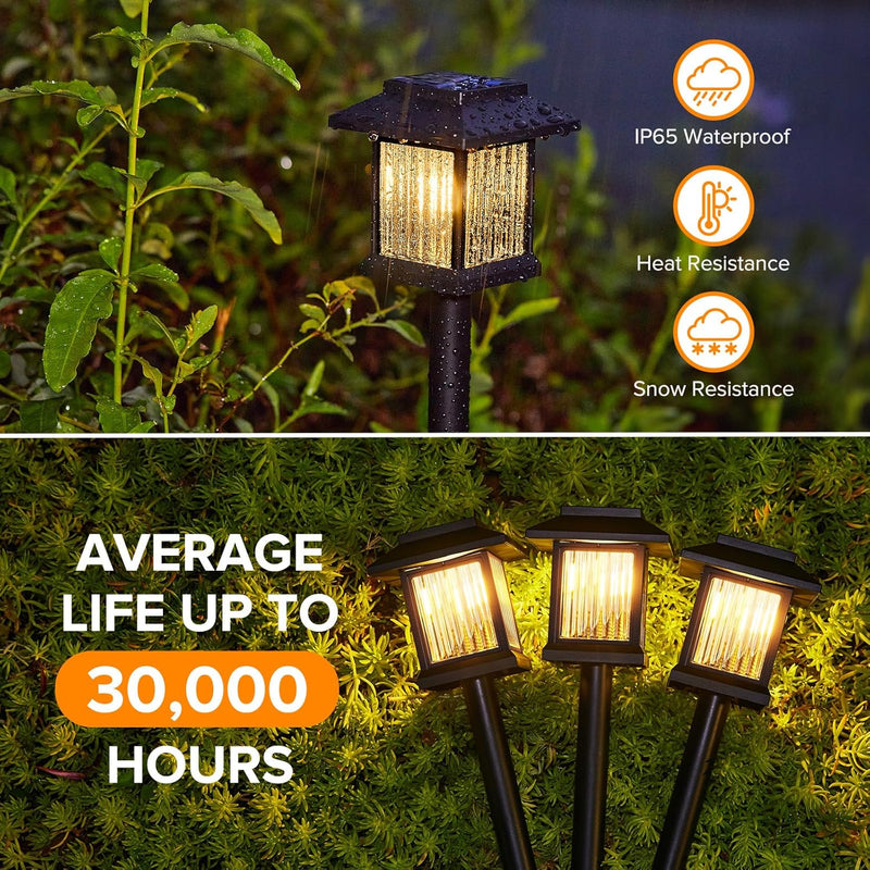 10 Pack Solar Pathway Lights Outdoor, Unique Solar Garden Lights Outdoor Waterproof, Bright Walkway Llights up to 10 Hours of Lighting Decorative for Landscape Path Driveway Lawn Patio Yard