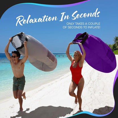 Inflatable Lounger | 210T Polyester Inflatable Chair | No-Pump Blow up Couch | Camping Couch Air Sofa Bed W/ 450 Lbs. Cap., Pockets & Matching Bag | Use as Inflatable Couch for Adults & Kids