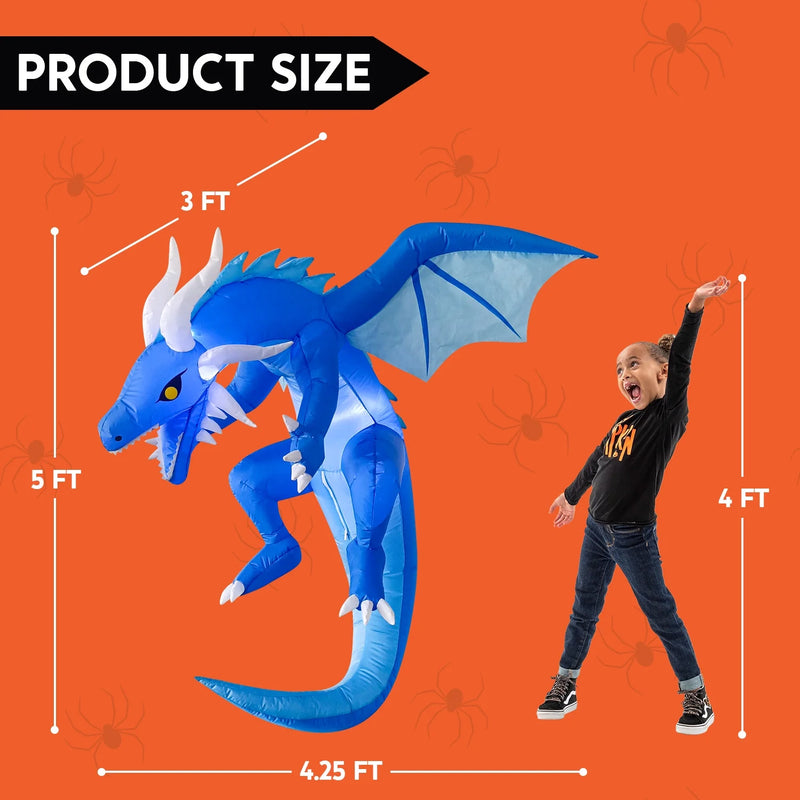 Soar into Halloween with our 5 FT Inflatable Ice Dragon! 🐉💙 Transform your yard with this epic blue flying dragon decoration! #HalloweenDecor #InflatableDragon