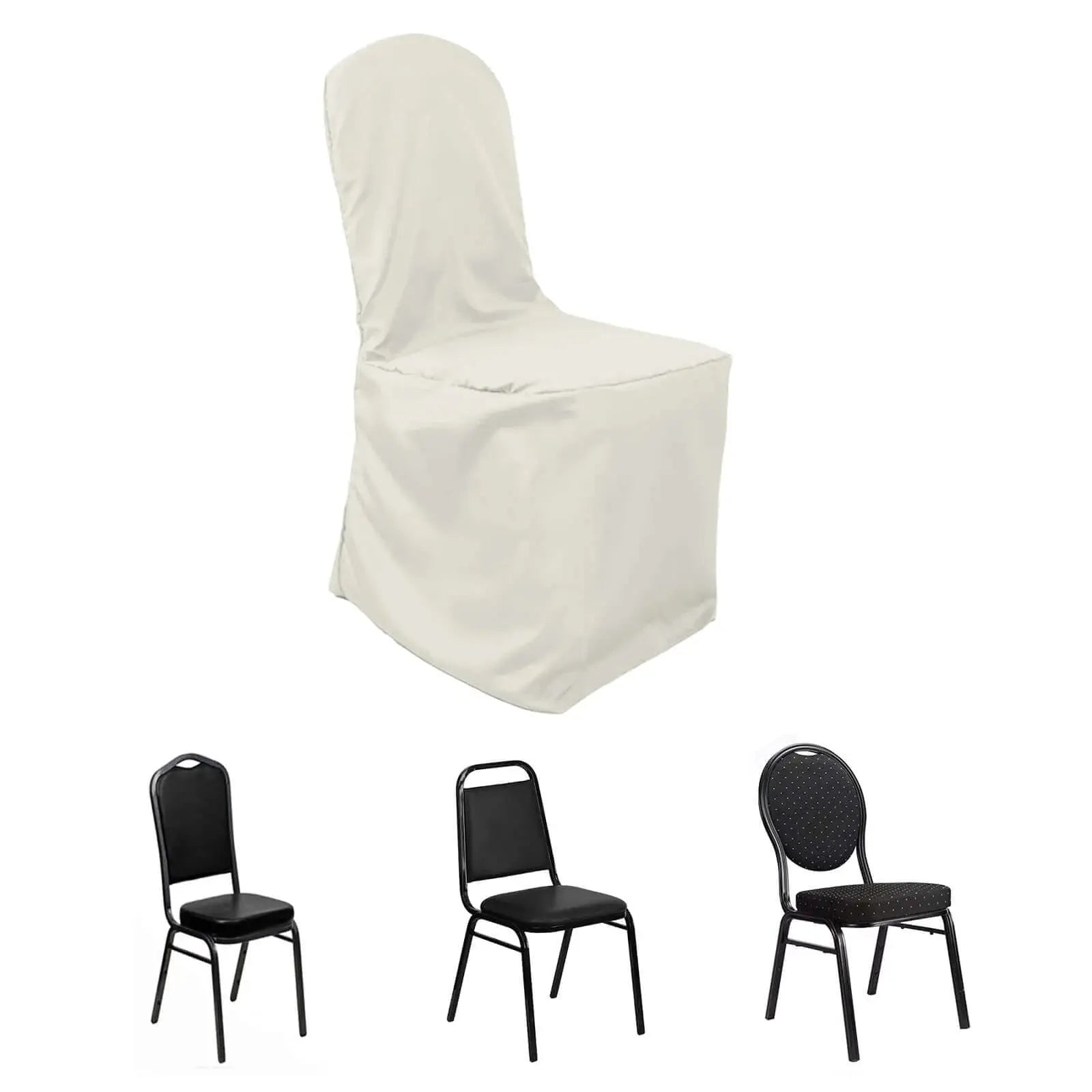 30 PCS Ivory Polyester Banquet Chair Covers, Reusable or Disposable Stain Resistant Chair Covers