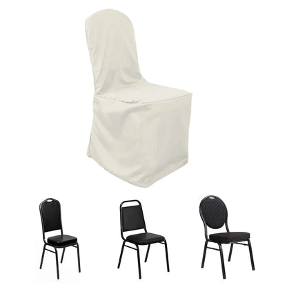 30 PCS Ivory Polyester Banquet Chair Covers, Reusable or Disposable Stain Resistant Chair Covers