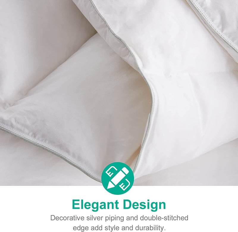 Ultra-Soft Luxury King Size Down Feather Comforter - Ultra-Plush Winter Duvet Insert (106x90, White) for Maximum Warmth and Comfort
