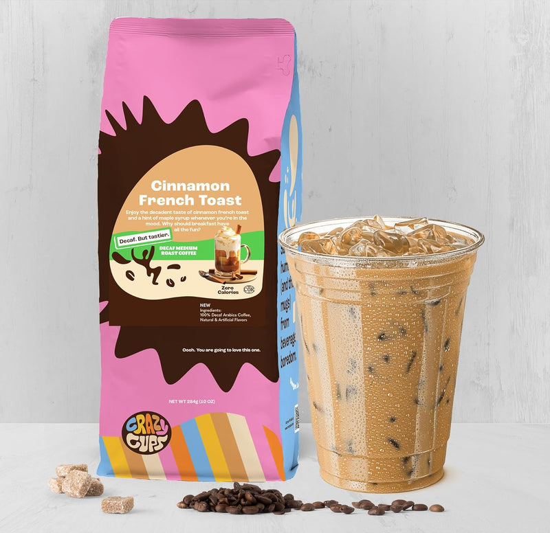 Indulge in Decaf Delight: French Toast Cinnamon Flavored Ground Coffee - 3 Count Value Pack (10 Oz Bags) for Hot or Iced Brewing