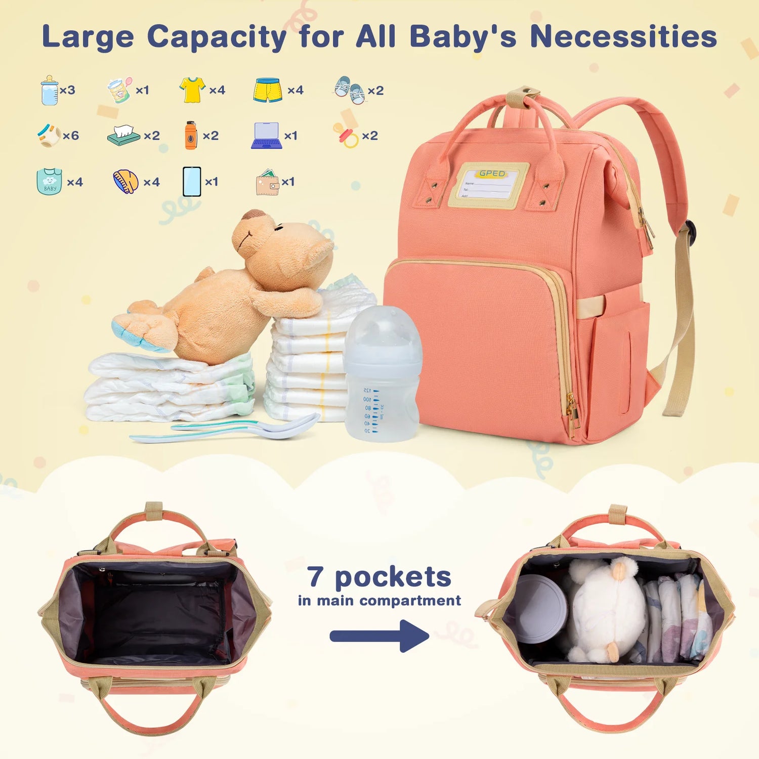 Stylish Pink Diaper Bag Backpack - Multifunctional Baby Changing Bag with Insulated Pockets and Stroller Straps for Ultimate Convenience