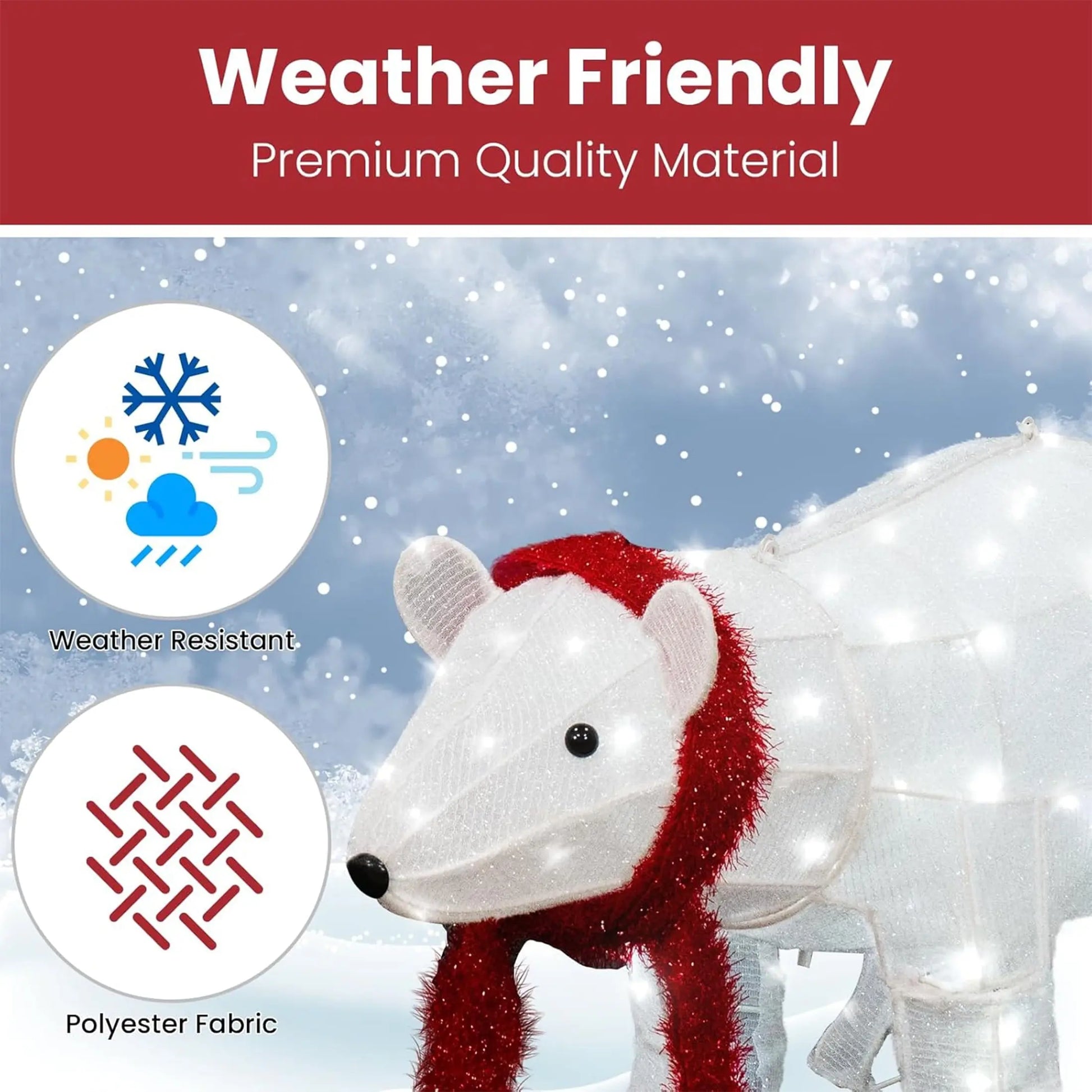 Enchanting 3-Piece Lighted Polar Bear Family Set for Magical Outdoor and Indoor Christmas Decor - 210 Warm LED Lights Included!