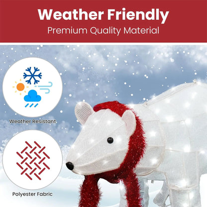Enchanting 3-Piece Lighted Polar Bear Family Set for Magical Outdoor and Indoor Christmas Decor - 210 Warm LED Lights Included!