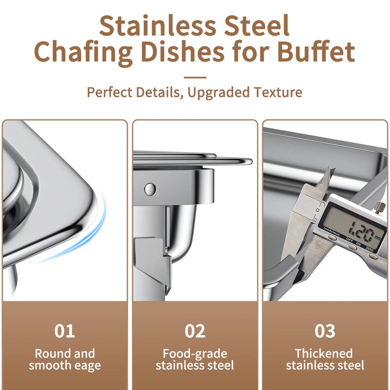 Elevate Your Events with Our 4-Pack 8QT Stainless Steel Chafing Dish Set! Perfect for Buffets, Weddings, and Parties!