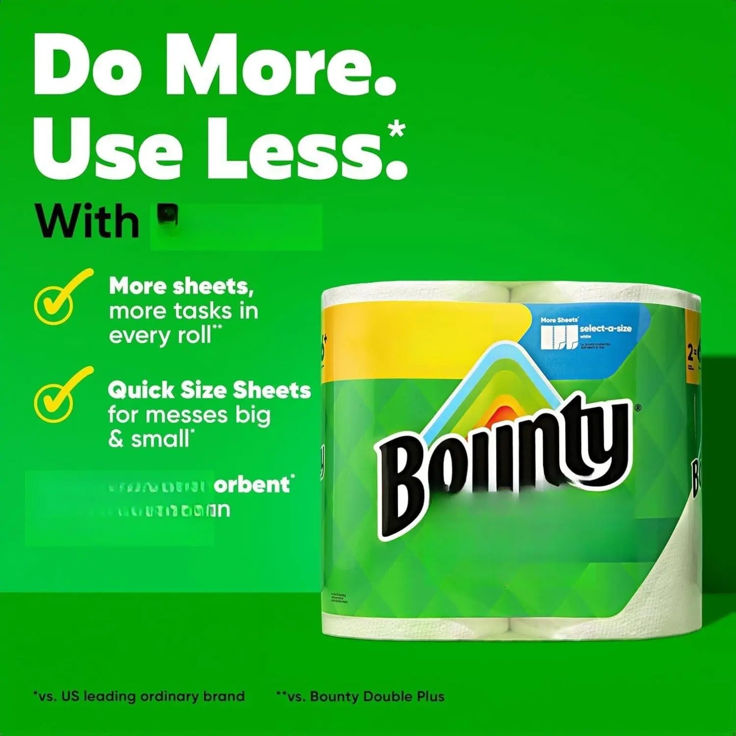 Bounty Quick-Size Paper Towels, White, 8 Family Triple Rolls = 27 Regular Rolls