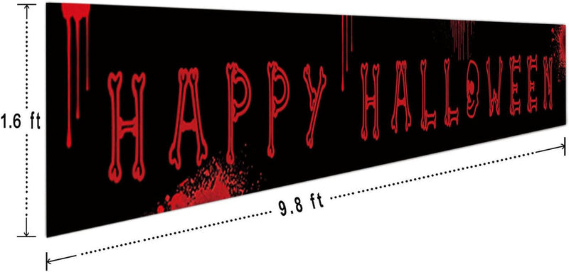 Get Spooktacular with Our Giant Happy Halloween Banner - Perfect for Your Creepy Celebration (9.8 x 1.6 Feet of Fun!)